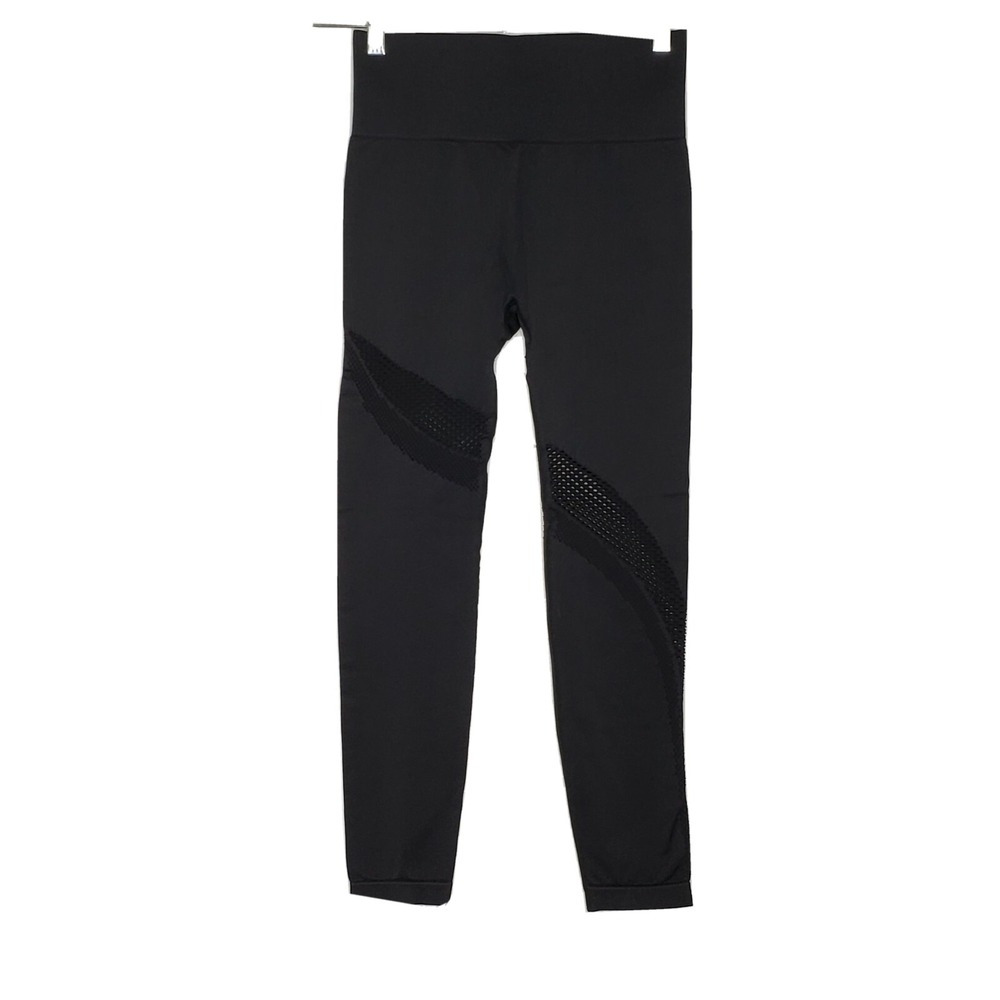 Zyia Womens Cropped Workout Legging Small Black High Rise Mesh Detail Leg